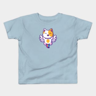 Happy Cat Unicorn Flying Cartoon Kids T-Shirt